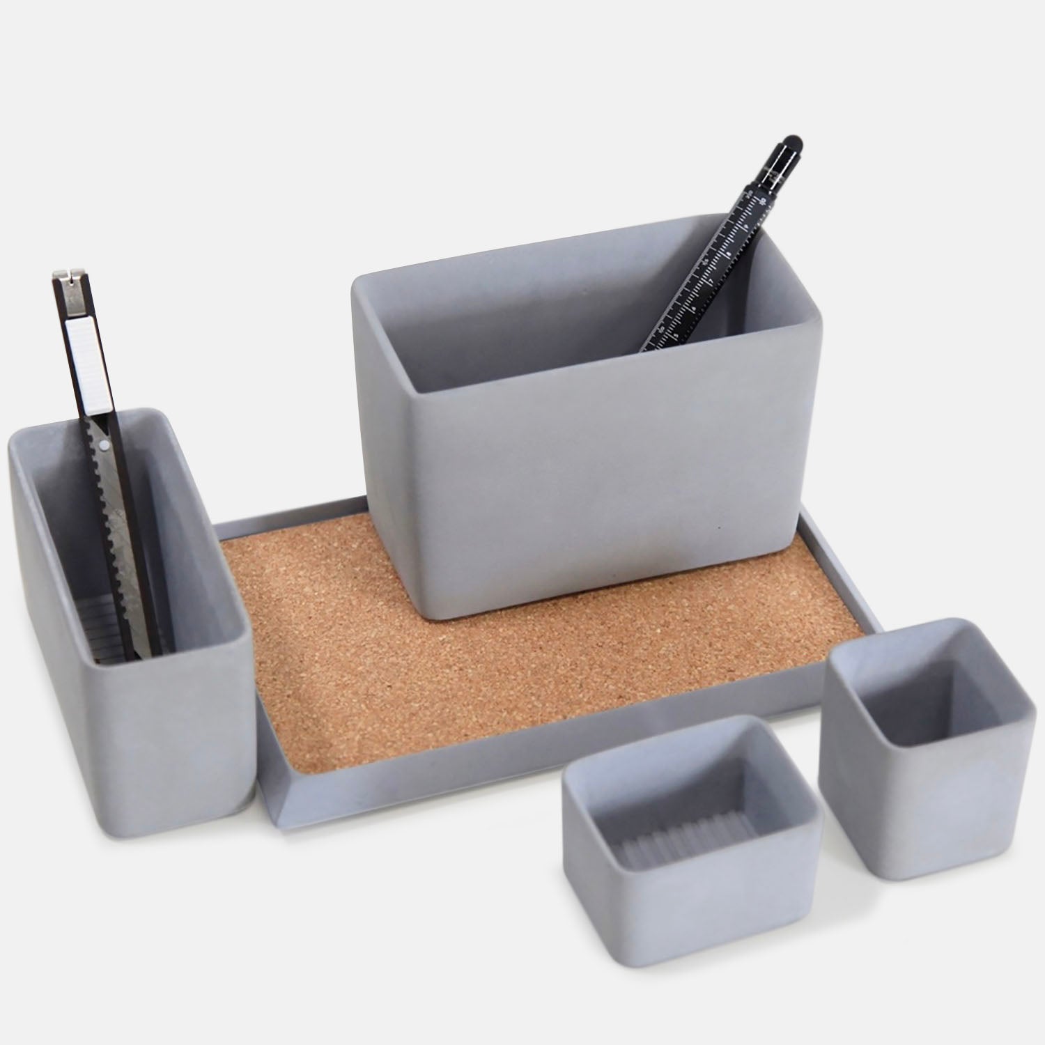 Pen Holder Pen Holder for Desk Pen Tray Pencil Tray Desk Organizer Office  Decor Minimalist Concrete Modern Cement Desk 