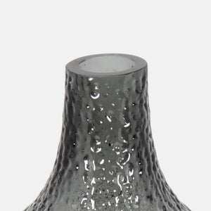 Gray Hand-Blown Rippled Glaze Glass Vase