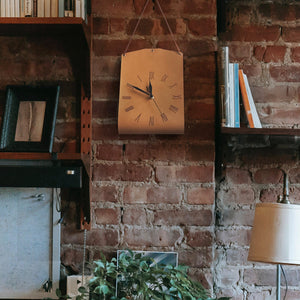Leather Wall Clock / Minimal Hanging Wall Clock / Modern Wall Decor / Housewarming Gift / Gift for Dad