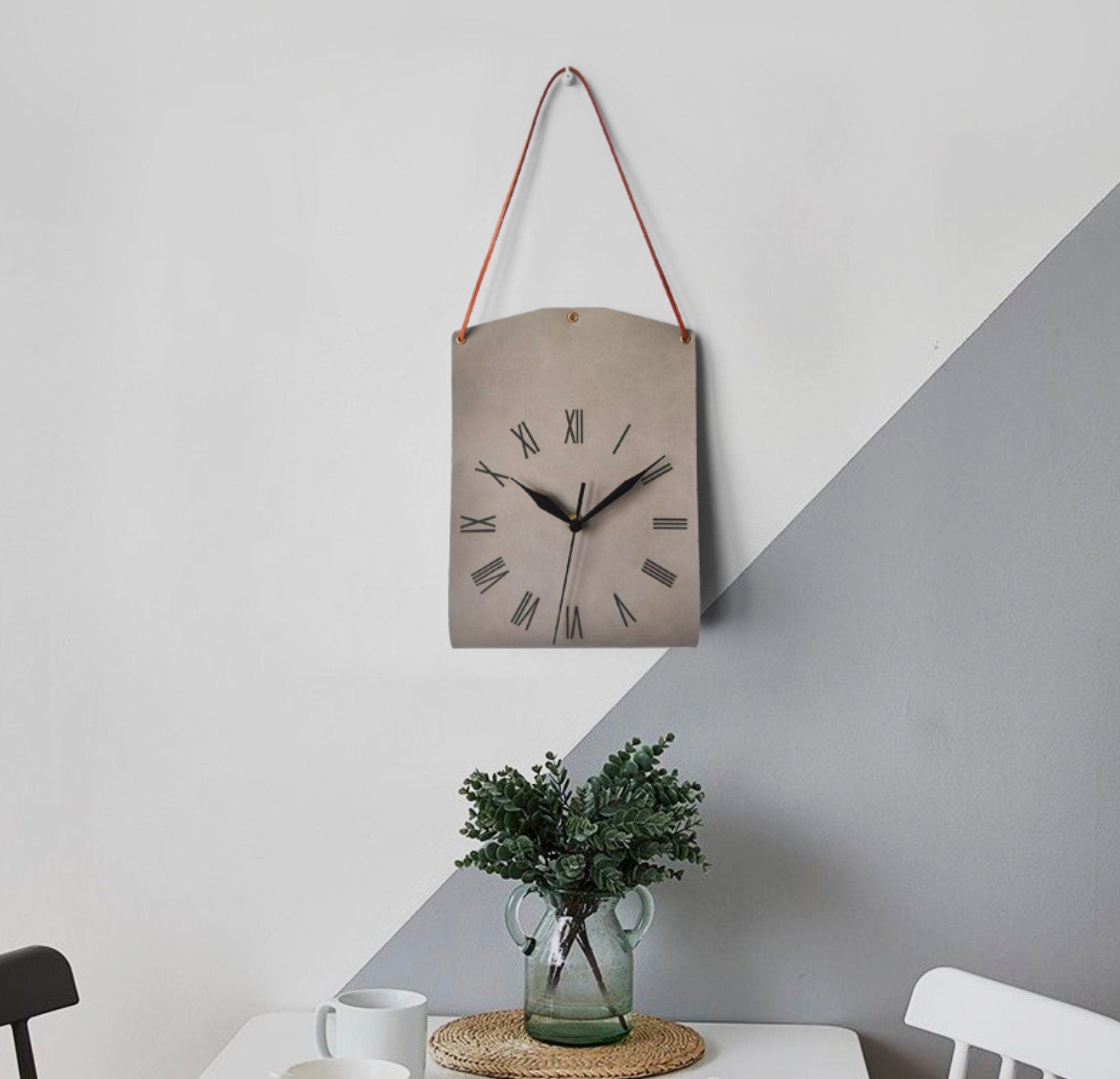 Leather Wall Clock | Minimalist Silent Wall Clock – MMEP.