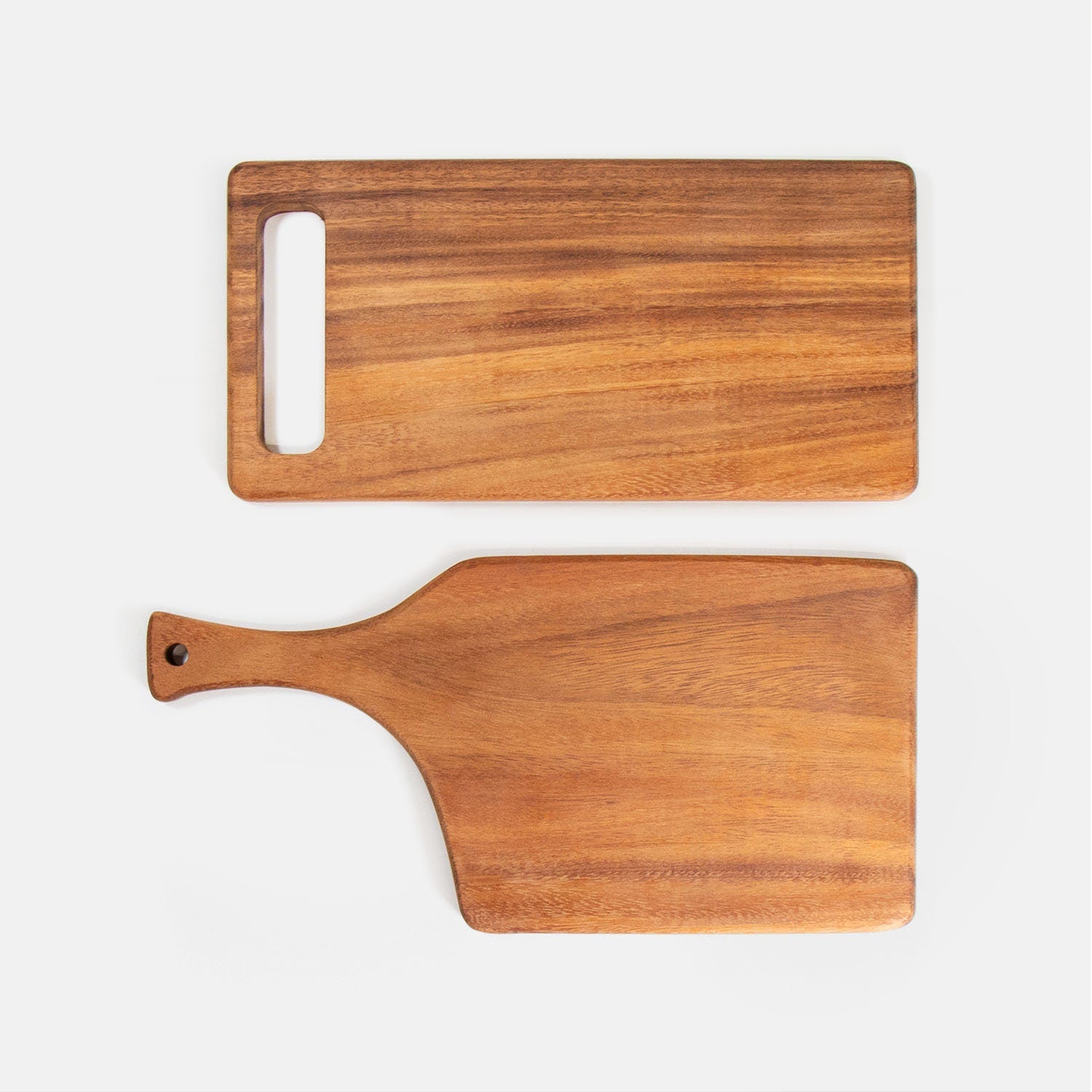 Modern Sculptural Acacia Wood Cutting Board with Handle