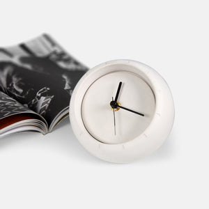 Minimalist Designer Round Concrete Table Clock / Clock with Storage Pocket