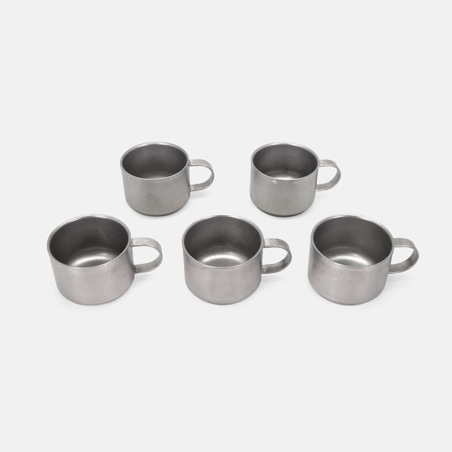 Matte Stainless Steel Double-Wall Mug Set of 5 with Holder Stand